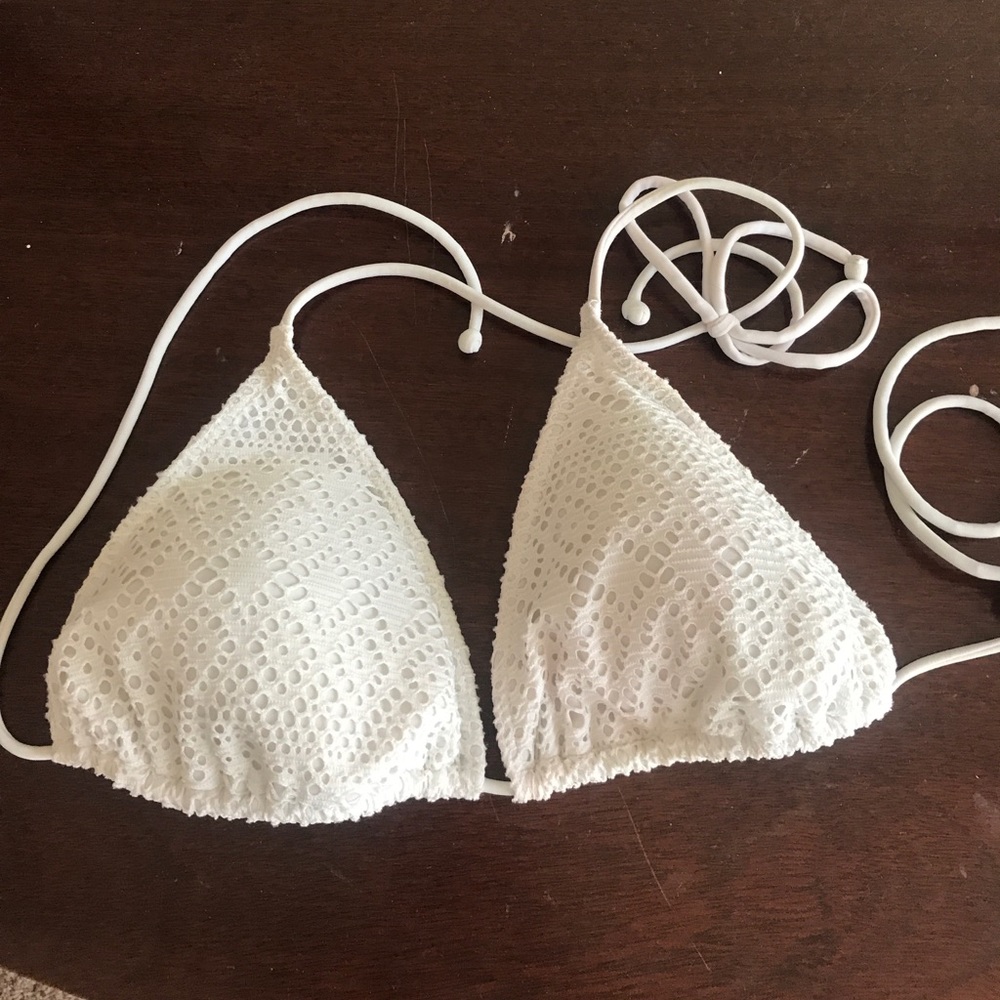 white Lacey like bathing suit top