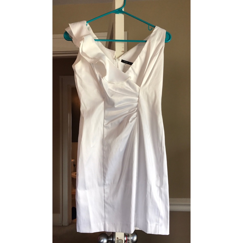 White ruffled mini dress