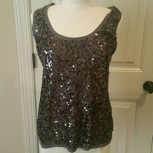Grey sequined tank top