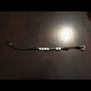 Silpada leather,pearl and silver bracelet.