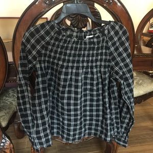Old Navy Black and White Plaid Long Sleeve Sz S