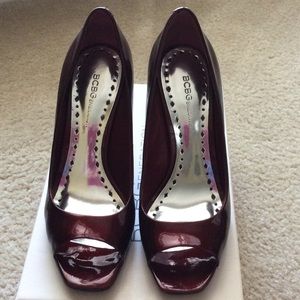 Patent Leather Peep Toe Pumps