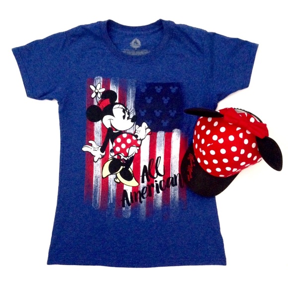 💙Disney Store Minnie Mouse Americana Flag Tee M - Picture 5 of 6