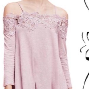 Anthropologie lace cold shoulder tee.
