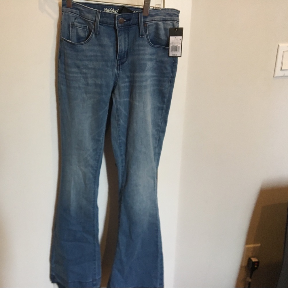 High rise flare bottom light denim jeans