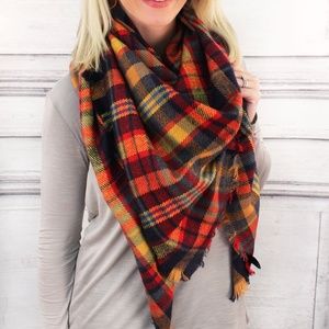 Orange black blanket scarf