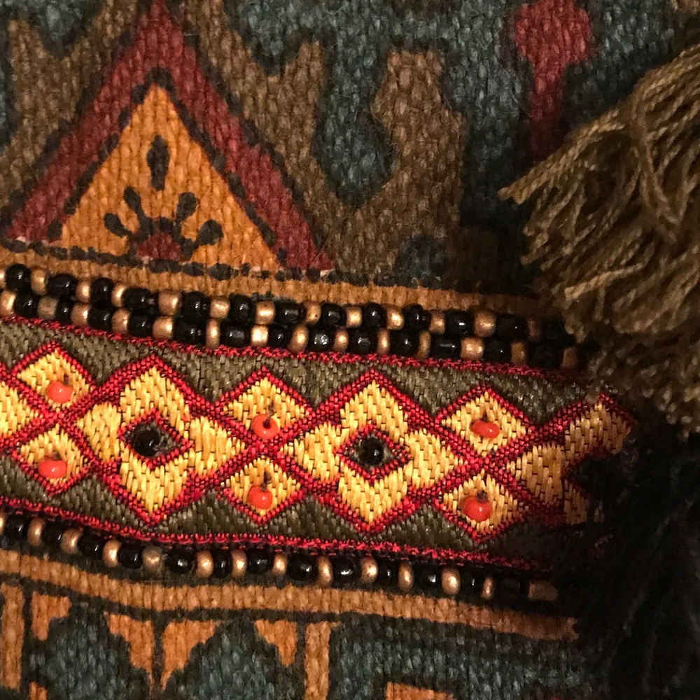 sold TAPESTRY BEADED TRIM LARGE TOTE - Picture 7 of 8