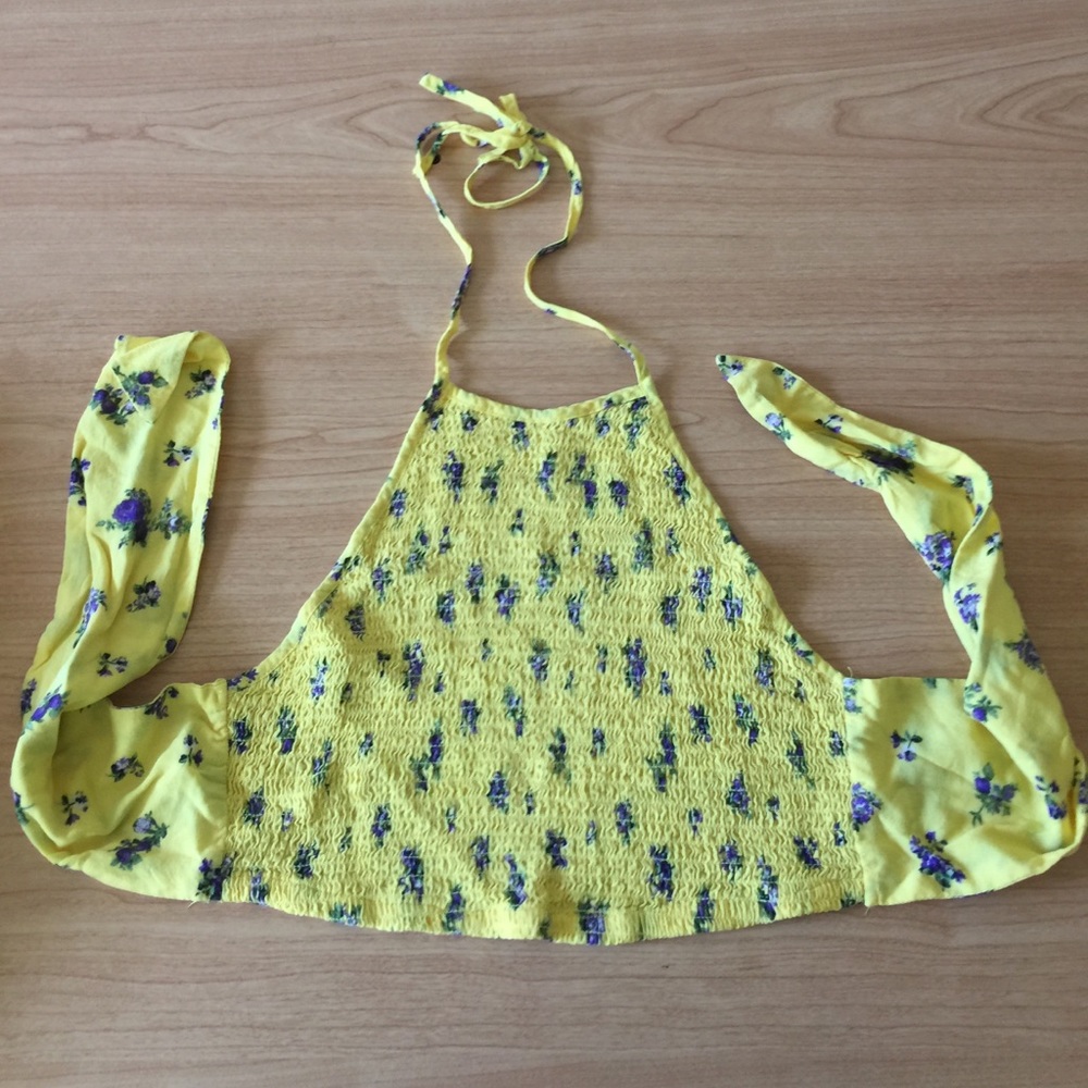 Cute yellow halter crop