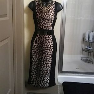 Animal print fitted dress.