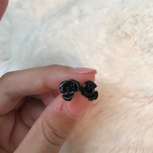 Black Rose stud earrings