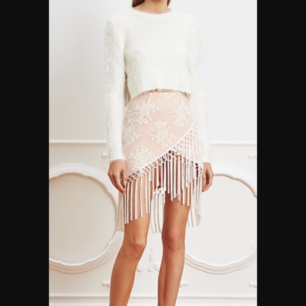 Majorelle white lace skirt