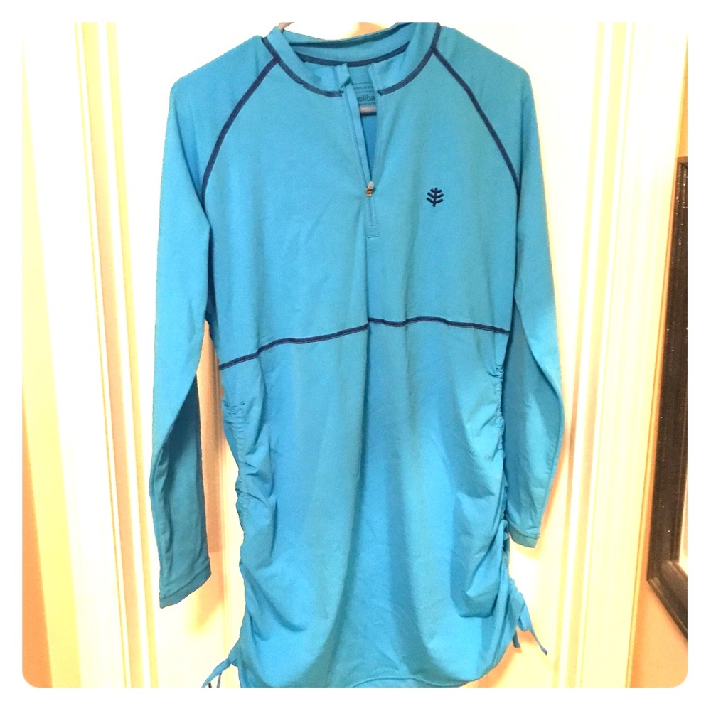 Coolibar Bright Blue Zip Up Pullover - SPF 50+