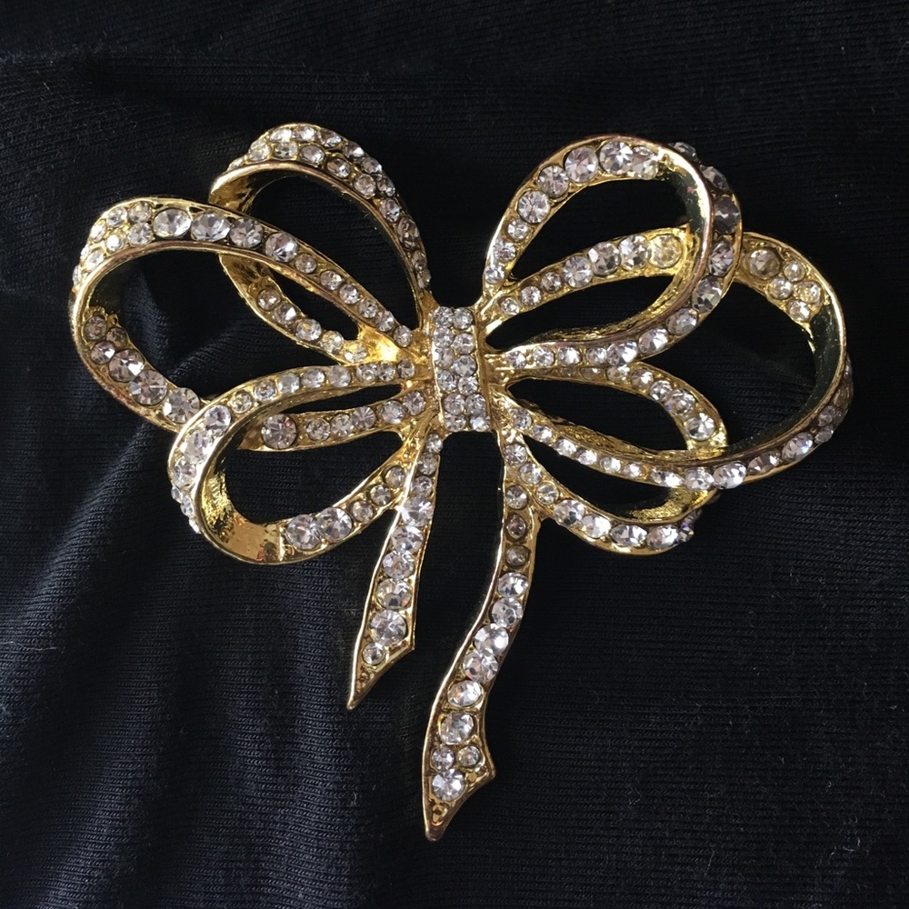 Gold and Rhinestone Brooch