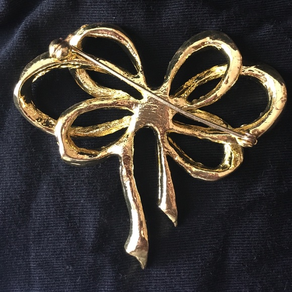 Gold and Rhinestone Brooch - Picture 2 of 2