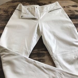 White leather pants boot cut.