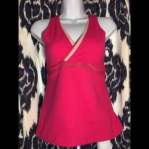 Lululemon tank with bra pink size 6
