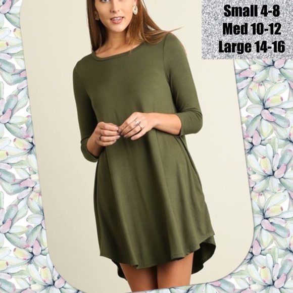 Dresses & Skirts - NWT olive green dress or long top! With POCKETS!!