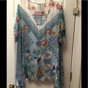 Johnny Was silk short sleeve flowing caftan