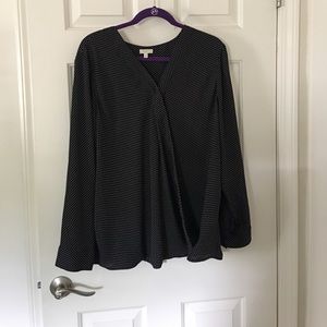 Talbots polka dot blouse with cross body detail