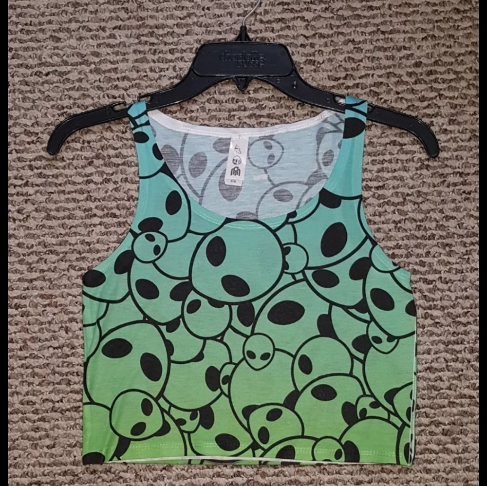 💚SOLD ON MERC💚 IheartRaves Alien Crop Top