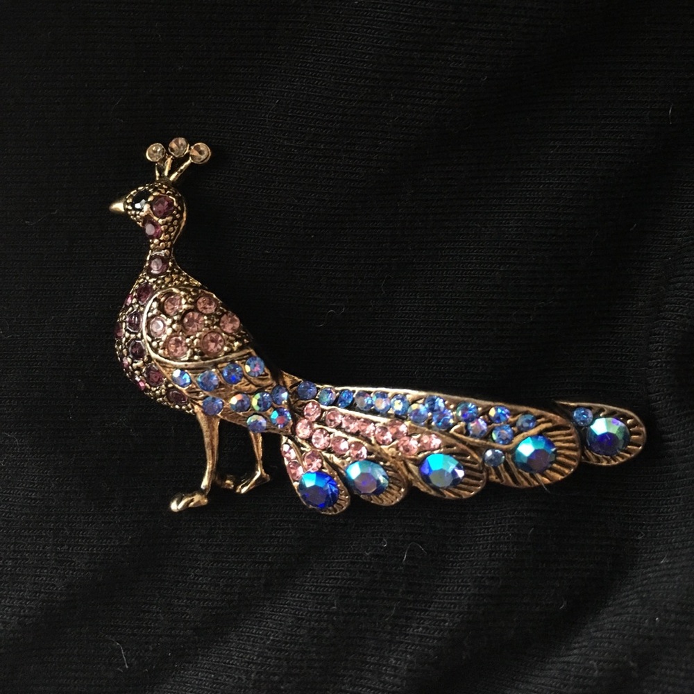 Colorful Peacock Brooch