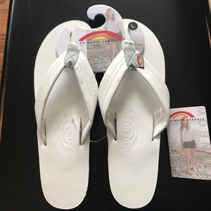 White Rainbow flip flop sandals