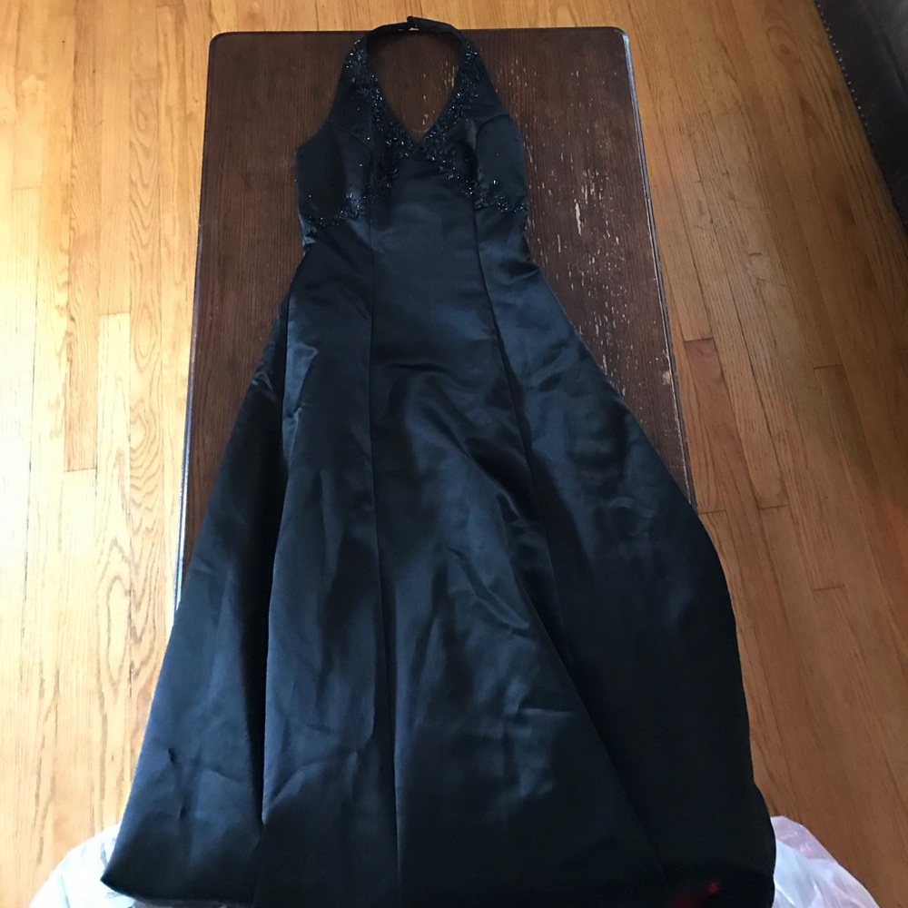 Black halter prom dress