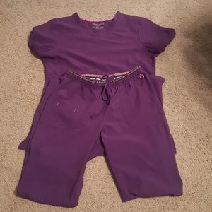 Heartsoul plum color scrub set