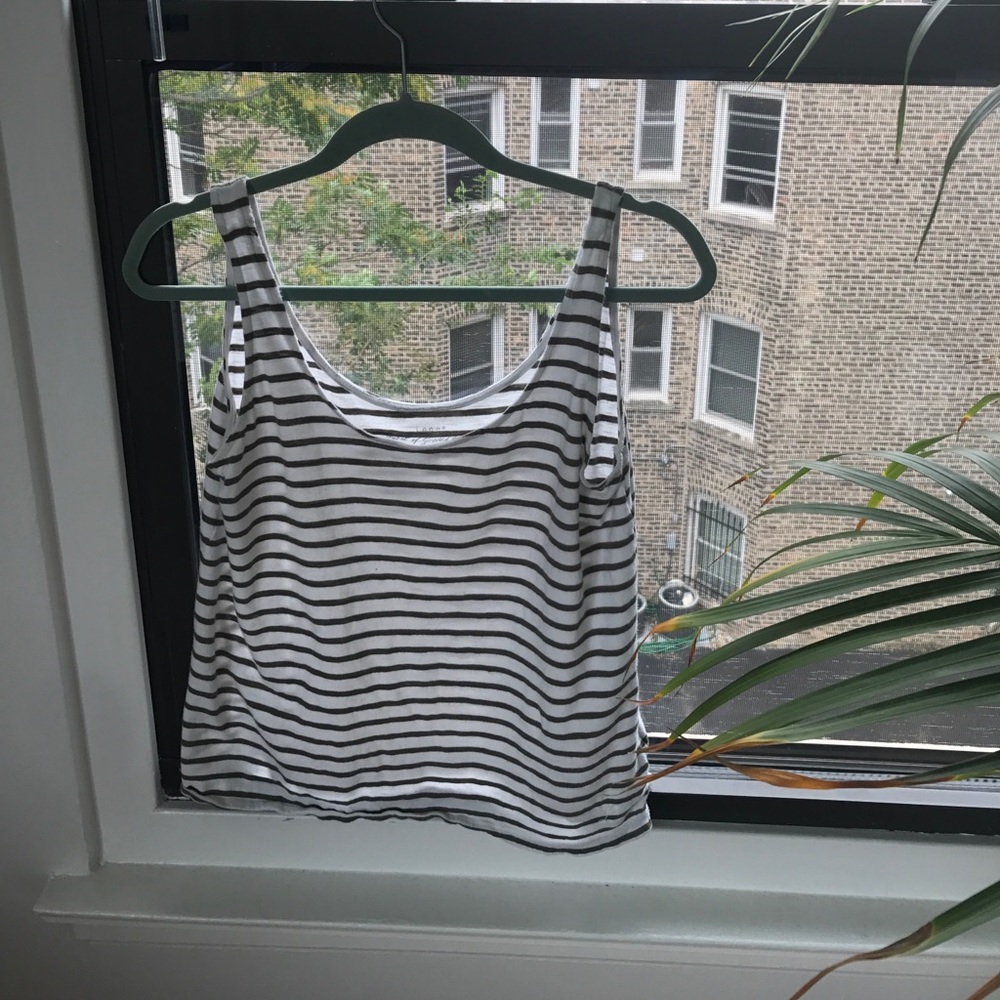 Olive green and white tank top