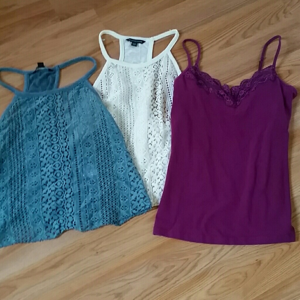 Set of 3 express tank pink and american eagle crop