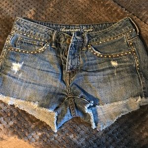 American eagle studded jean shorts