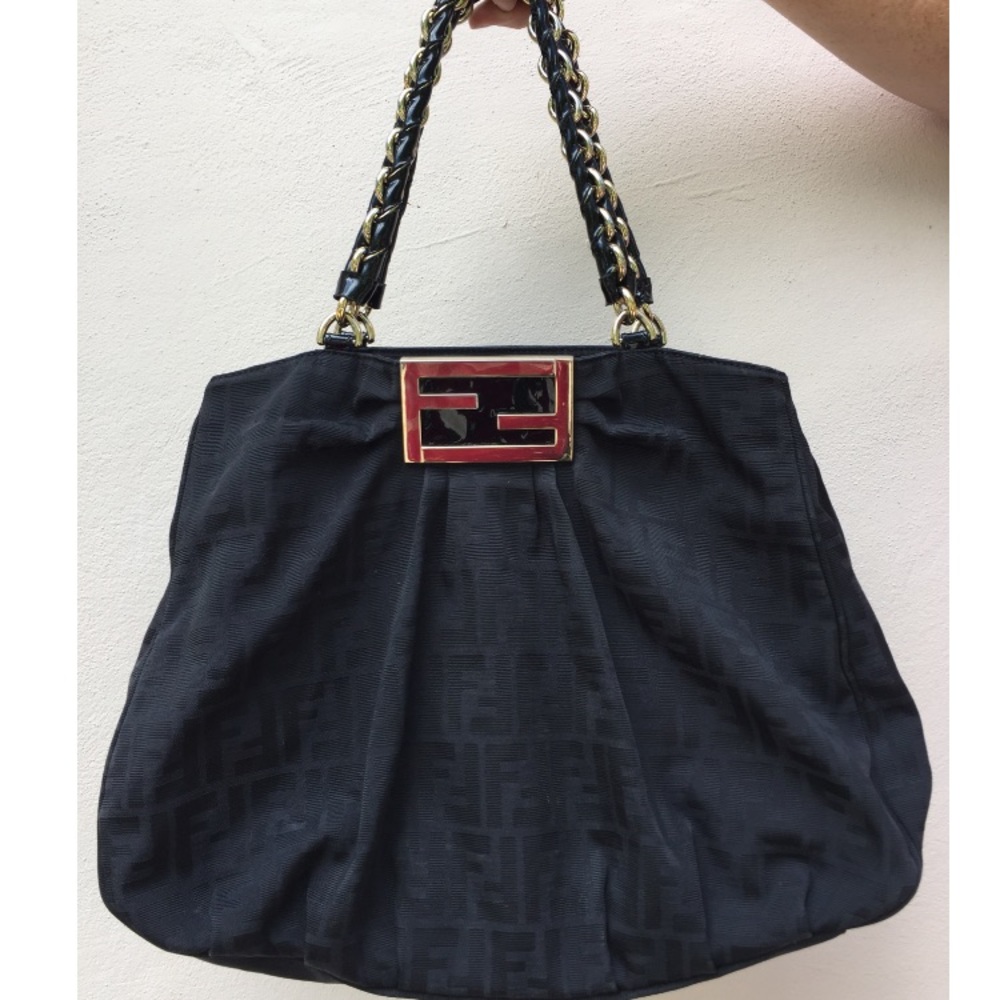 Fendi Zucca Mia Tote black canvas bag