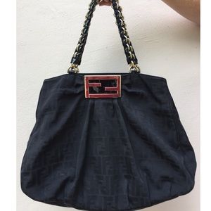 Fendi Zucca Mia Tote black canvas bag