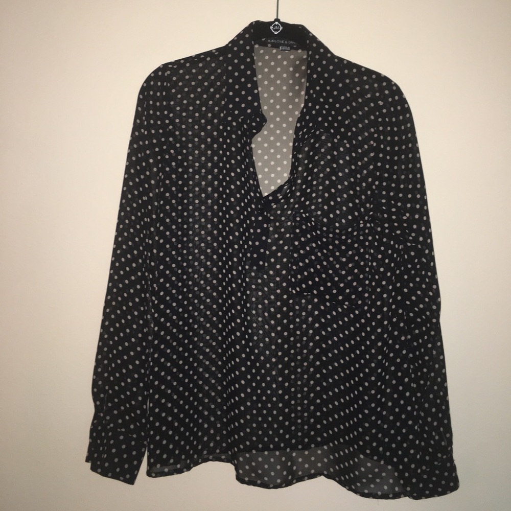 Black and Tan polkadot blouse