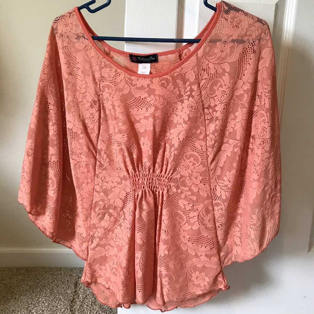 Volume One Flowy Peach Blouse Boho