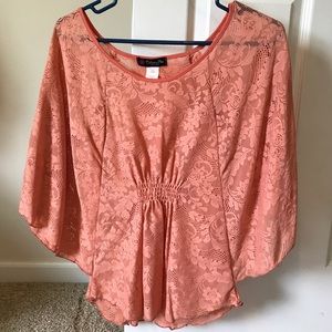 Volume One Flowy Peach Blouse Boho
