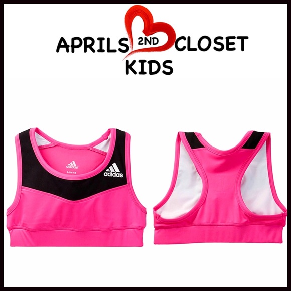 ADIDAS SPORT TANK ATHLETIC BLACK & PINK GYM SPORTS BRA CROPPED TANK - Picture 4 of 8