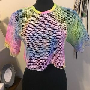 Mesh rainbow crop top