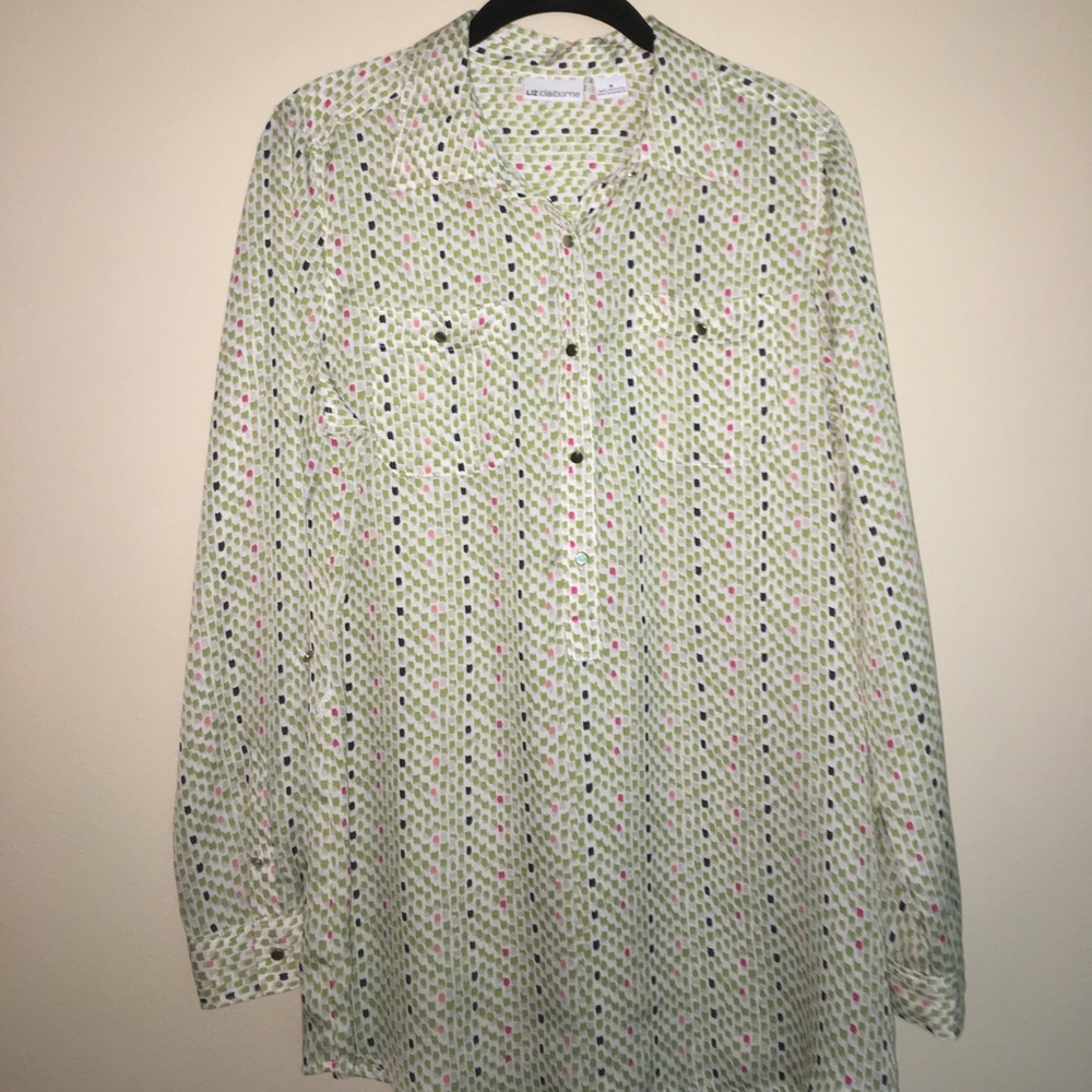 Blouse-Green, red and black