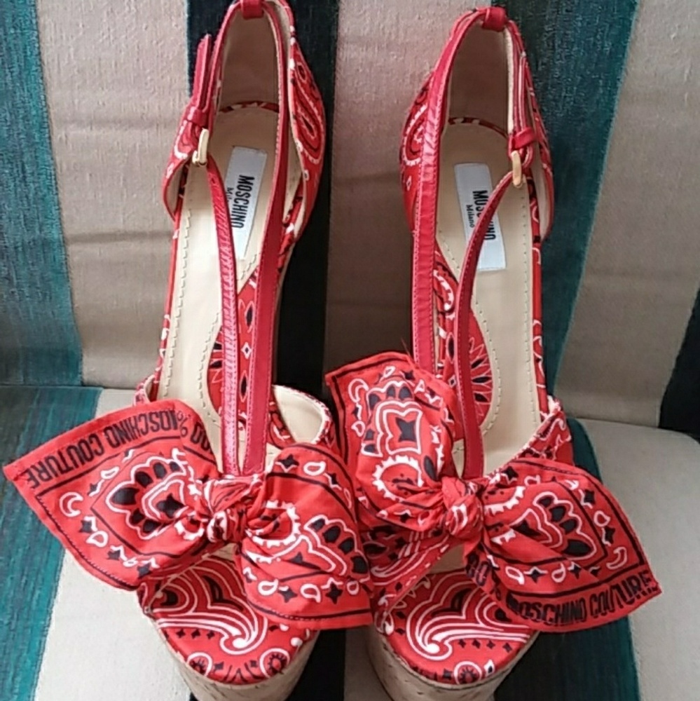 Moschino Couture Bandana Wedges size 37 1/2