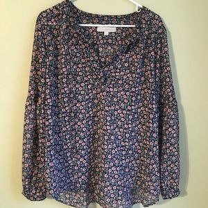 Loft floral bell sleeve tunic