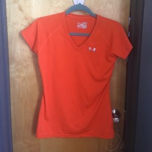 Under Armour Heat Gear Orange V Neck Sz XS