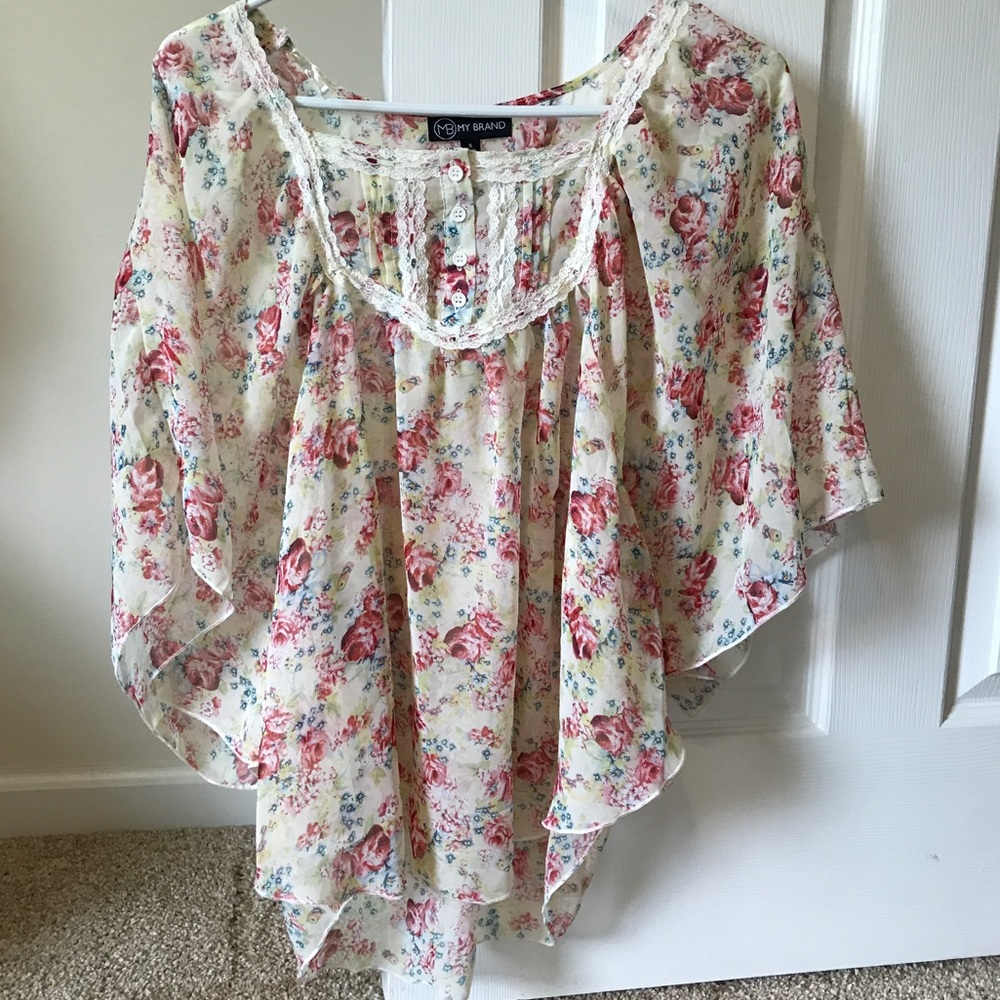 Flowy Floral Boho Blouse Summer Top NWT