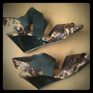 Leopard print summer high heel sandals