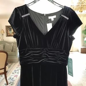 Coldwater Creek ruched black velvet dress