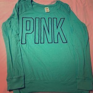 Victoria Secret Pink Teal Crew Sweatshirt