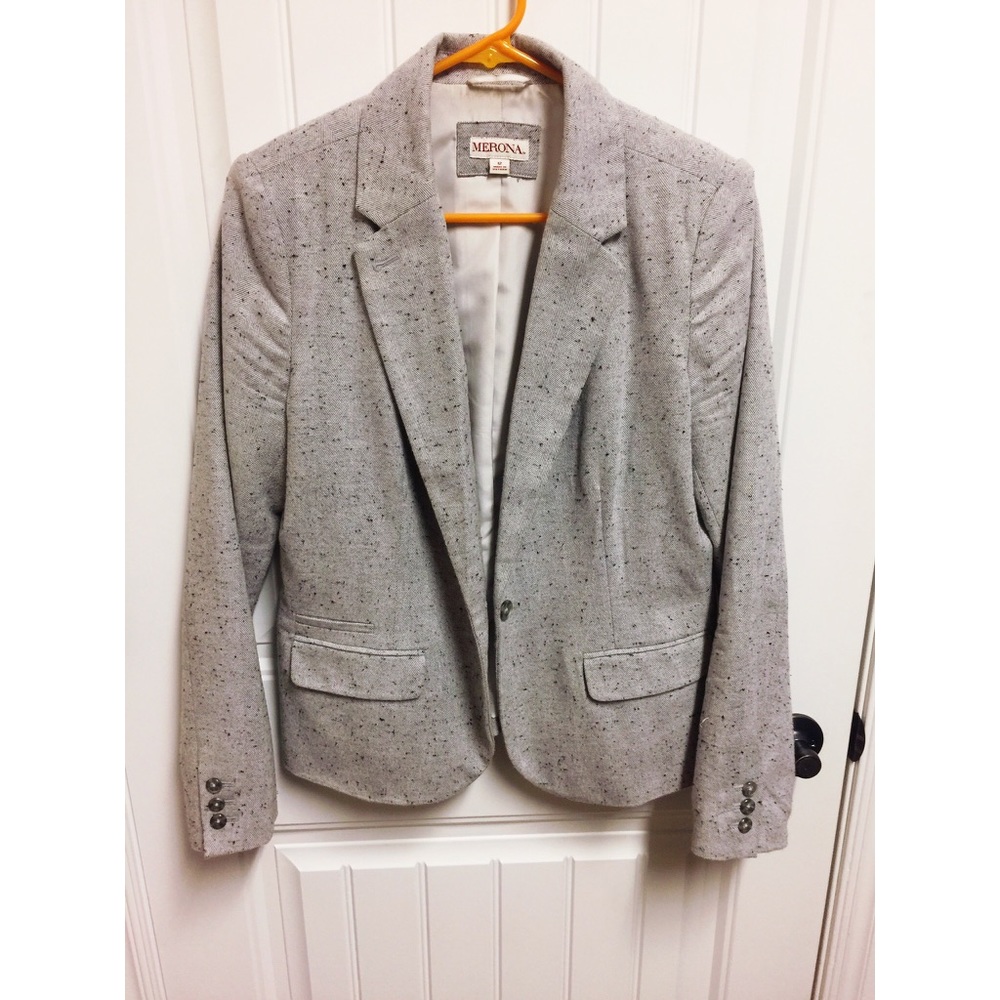 Merona Gray Speckled Blazer Cookies & Creme