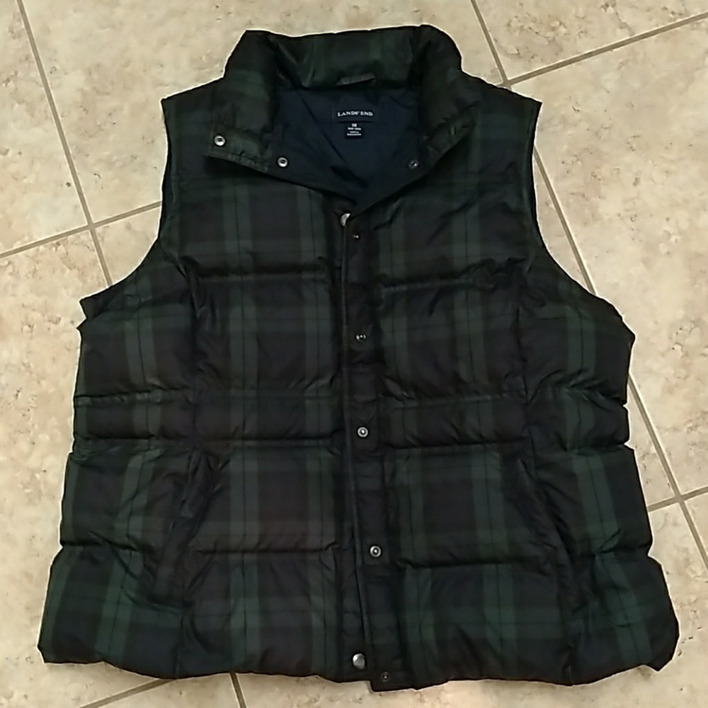 Lands' End Plaid Down Vest