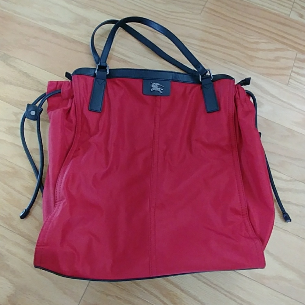 Authentic Burberry Nylon Tote in Red