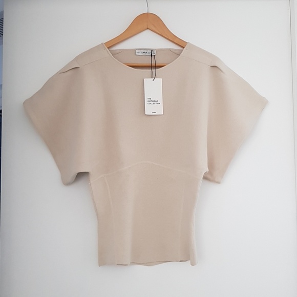 Zara Chic Nude Kimono Sleeve Sweater - Picture 6 of 8